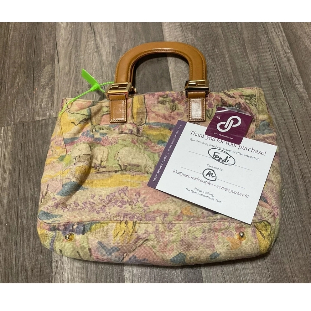 Authentic vintage Fendi watercolor bag cottagecore Floral Pastel Y2K Tapestry